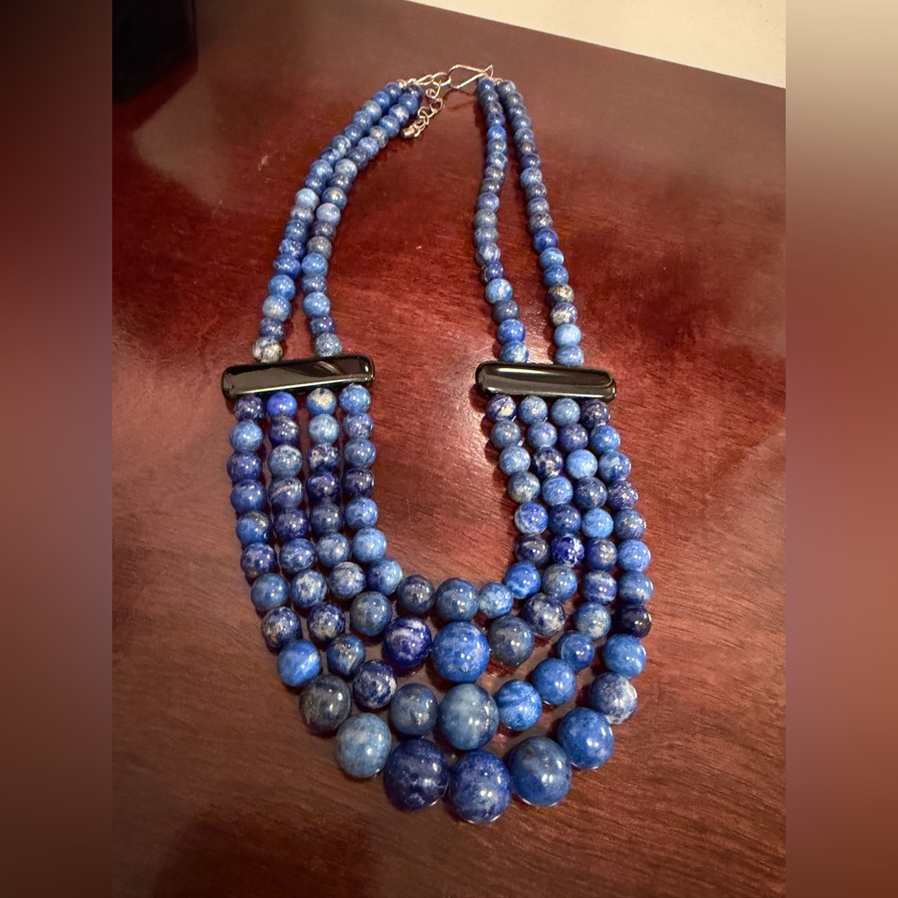 NWOT JAY KING DTR STERLING SILVER LAPIS & ONYX NECKLACE, 22" inches RARE - Picture 6 of 10